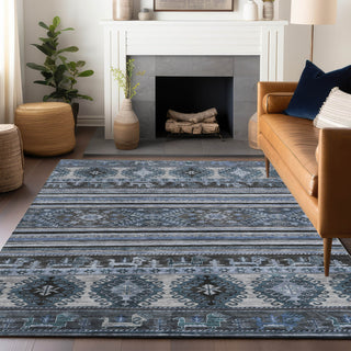 Piper Looms Chantille Global ACN1626 Blue Machine Washable Area Rug Lifestyle Image Feature