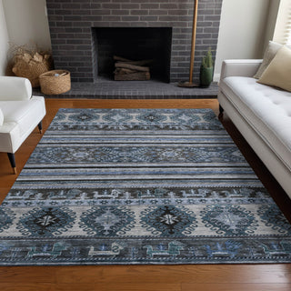Piper Looms Chantille Global ACN1626 Blue Machine Washable Area Rug Lifestyle Image Feature