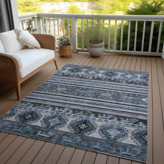 Piper Looms Chantille Global ACN1626 Blue Machine Washable Area Rug Outdoor Lifestyle Image Feature