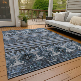 Piper Looms Chantille Global ACN1626 Blue Machine Washable Area Rug Outdoor Lifestyle Image Feature