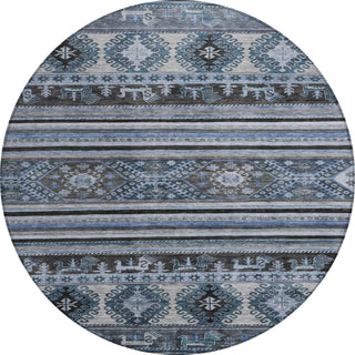 Piper Looms Chantille Global ACN1626 Blue Machine Washable Area Rug Round Main Image