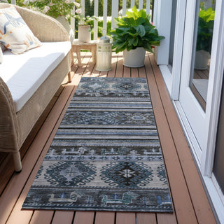 Piper Looms Chantille Global ACN1626 Blue Machine Washable Area Rug Runner Outdoor Lifestyle Image Feature