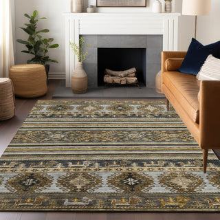 Piper Looms Chantille Global ACN1626 Chocolate Machine Washable Area Rug Lifestyle Image Feature