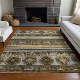 Piper Looms Chantille Global ACN1626 Chocolate Machine Washable Area Rug Lifestyle Image Feature