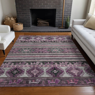 Piper Looms Chantille Global ACN1626 Purple Machine Washable Area Rug Lifestyle Image Feature