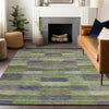 Piper Looms Chantille Stripes ACN1628 Aloe Machine Washable Area Rug Lifestyle Image Feature
