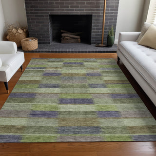 Piper Looms Chantille Stripes ACN1628 Aloe Machine Washable Area Rug Lifestyle Image Feature
