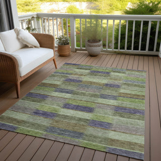 Piper Looms Chantille Stripes ACN1628 Aloe Machine Washable Area Rug Outdoor Lifestyle Image Feature