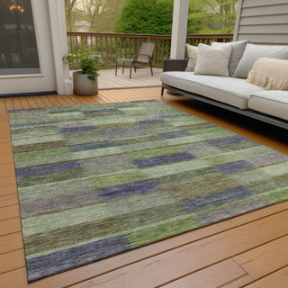 Piper Looms Chantille Stripes ACN1628 Aloe Machine Washable Area Rug Outdoor Lifestyle Image Feature