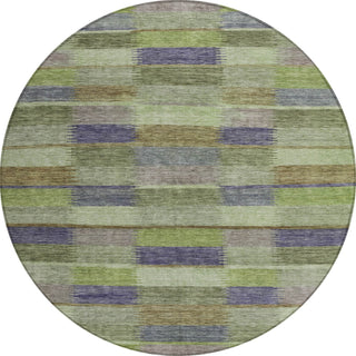 Piper Looms Chantille Stripes ACN1628 Aloe Machine Washable Area Rug Round Main Image