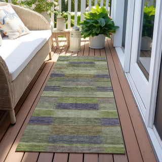 Piper Looms Chantille Stripes ACN1628 Aloe Machine Washable Area Rug Runner Outdoor Lifestyle Image Feature