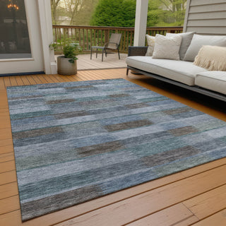Piper Looms Chantille Stripes ACN1628 Blue Machine Washable Area Rug Outdoor Lifestyle Image Feature