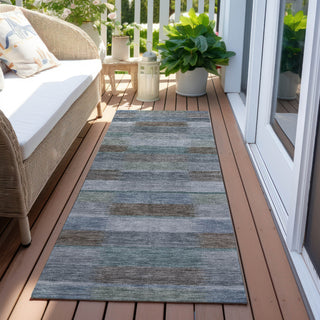 Piper Looms Chantille Stripes ACN1628 Blue Machine Washable Area Rug Runner Outdoor Lifestyle Image Feature