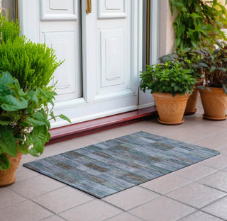 Piper Looms Chantille Stripes ACN1628 Blue Machine Washable Area Rug Scatter Outdoor Lifestyle Image Feature