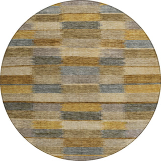 Piper Looms Chantille Stripes ACN1628 Brown Machine Washable Area Rug Round Main Image