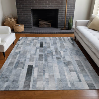 Piper Looms Chantille Stripes ACN1630 Blue Machine Washable Area Rug Lifestyle Image Feature