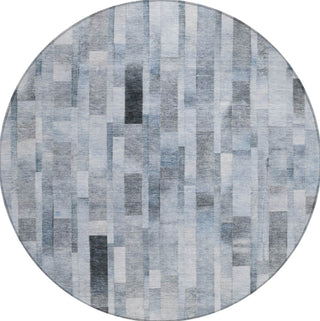 Piper Looms Chantille Stripes ACN1630 Blue Machine Washable Area Rug Round Main Image