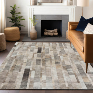 Piper Looms Chantille Stripes ACN1630 Taupe Machine Washable Area Rug Lifestyle Image Feature