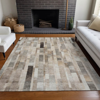 Piper Looms Chantille Stripes ACN1630 Taupe Machine Washable Area Rug Lifestyle Image Feature