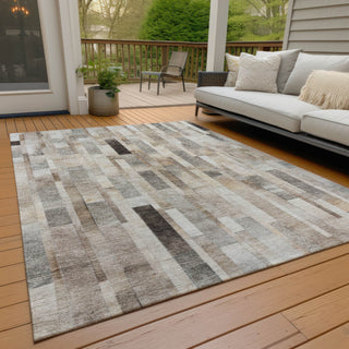 Piper Looms Chantille Stripes ACN1630 Taupe Machine Washable Area Rug Outdoor Lifestyle Image Feature