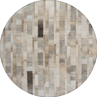 Piper Looms Chantille Stripes ACN1630 Taupe Machine Washable Area Rug Round Main Image