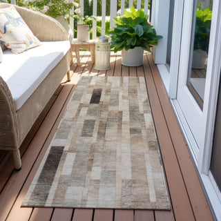 Piper Looms Chantille Stripes ACN1630 Taupe Machine Washable Area Rug Runner Outdoor Lifestyle Image Feature