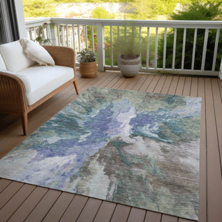 Piper Looms Chantille Modern ACN1632 Blue Machine Washable Area Rug Outdoor Lifestyle Image Feature