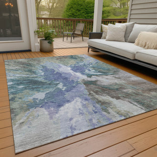 Piper Looms Chantille Modern ACN1632 Blue Machine Washable Area Rug Outdoor Lifestyle Image Feature