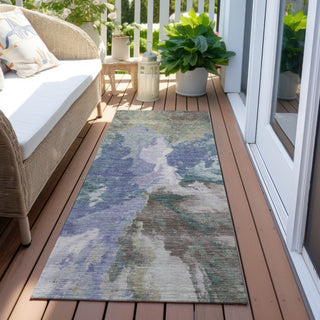 Piper Looms Chantille Modern ACN1632 Blue Machine Washable Area Rug Runner Outdoor Lifestyle Image Feature