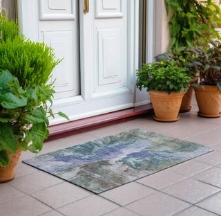 Piper Looms Chantille Modern ACN1632 Blue Machine Washable Area Rug Scatter Outdoor Lifestyle Image Feature