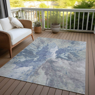 Piper Looms Chantille Modern ACN1632 Denim Machine Washable Area Rug Outdoor Lifestyle Image Feature