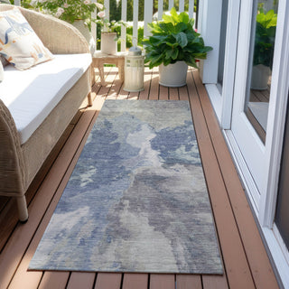 Piper Looms Chantille Modern ACN1632 Denim Machine Washable Area Rug Runner Outdoor Lifestyle Image Feature