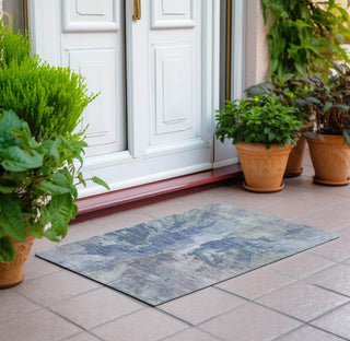 Piper Looms Chantille Modern ACN1632 Denim Machine Washable Area Rug Scatter Outdoor Lifestyle Image Feature