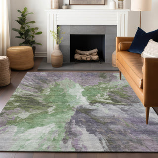 Piper Looms Chantille Modern ACN1632 Green Machine Washable Area Rug Lifestyle Image Feature