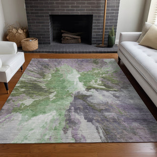 Piper Looms Chantille Modern ACN1632 Green Machine Washable Area Rug Lifestyle Image Feature