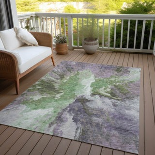 Piper Looms Chantille Modern ACN1632 Green Machine Washable Area Rug Outdoor Lifestyle Image Feature