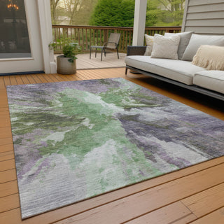 Piper Looms Chantille Modern ACN1632 Green Machine Washable Area Rug Outdoor Lifestyle Image Feature