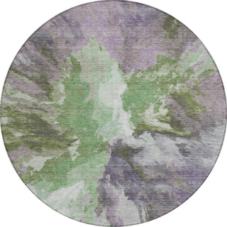 Piper Looms Chantille Modern ACN1632 Green Machine Washable Area Rug Round Main Image