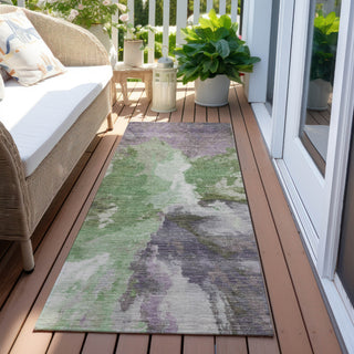 Piper Looms Chantille Modern ACN1632 Green Machine Washable Area Rug Runner Outdoor Lifestyle Image Feature