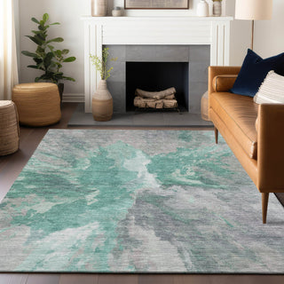 Piper Looms Chantille Modern ACN1632 Teal Machine Washable Area Rug Lifestyle Image Feature