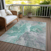 Piper Looms Chantille Modern ACN1632 Teal Machine Washable Area Rug Outdoor Lifestyle Image Feature
