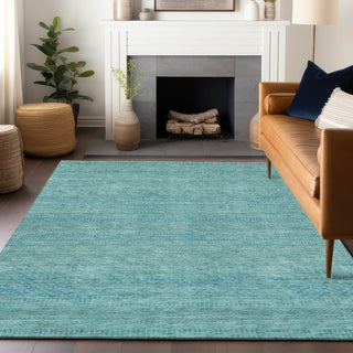 Piper Looms Chantille Stripes ACN1634 Aqua Machine Washable Area Rug Lifestyle Image Feature
