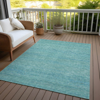 Piper Looms Chantille Stripes ACN1634 Aqua Machine Washable Area Rug Outdoor Lifestyle Image Feature