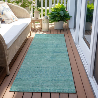 Piper Looms Chantille Stripes ACN1634 Aqua Machine Washable Area Rug Runner Outdoor Lifestyle Image Feature