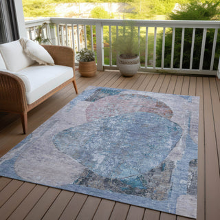 Piper Looms Chantille Modern ACN1635 Blue Machine Washable Area Rug Outdoor Lifestyle Image Feature