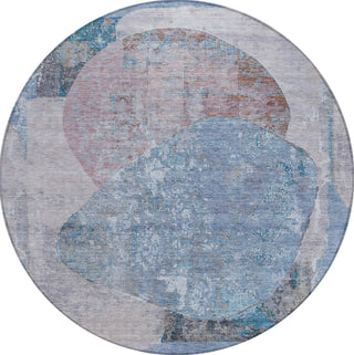 Piper Looms Chantille Modern ACN1635 Blue Machine Washable Area Rug Round Main Image