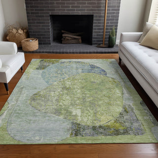 Piper Looms Chantille Modern ACN1635 Green Machine Washable Area Rug Lifestyle Image Feature