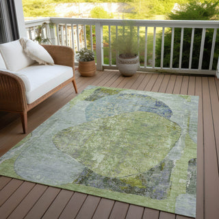 Piper Looms Chantille Modern ACN1635 Green Machine Washable Area Rug Outdoor Lifestyle Image Feature