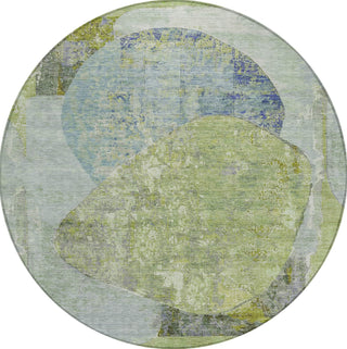 Piper Looms Chantille Modern ACN1635 Green Machine Washable Area Rug Round Main Image