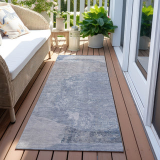 Piper Looms Chantille Modern ACN1635 Sky Machine Washable Area Rug Runner Outdoor Lifestyle Image Feature
